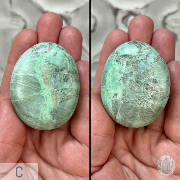 Polished Green Moonstone Palm Stones