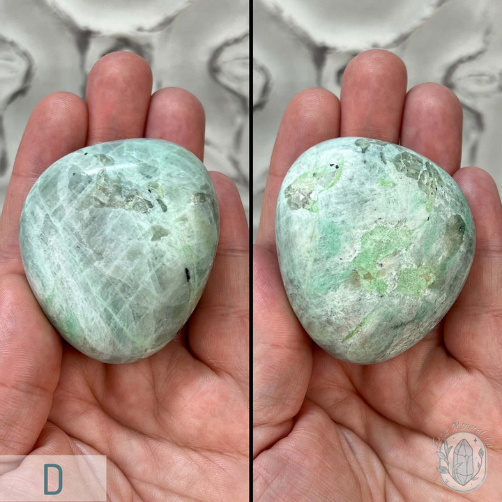 Polished Green Moonstone Palm Stones