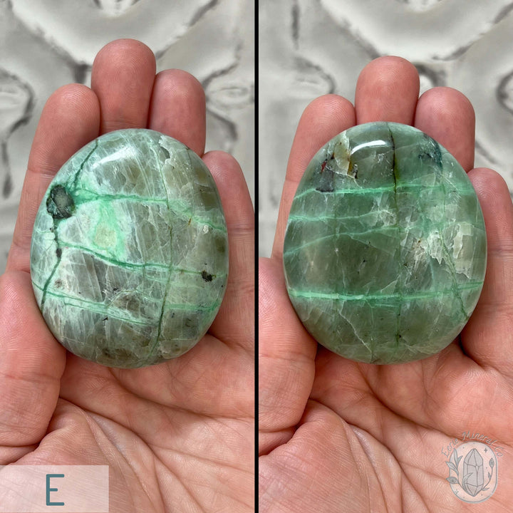 Polished Green Moonstone Palm Stones