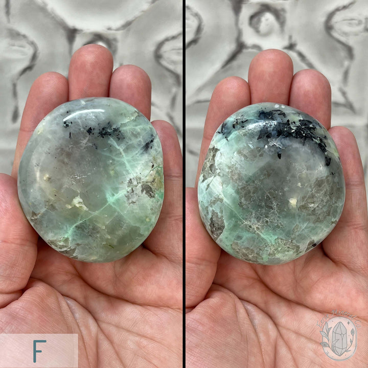 Polished Green Moonstone Palm Stones