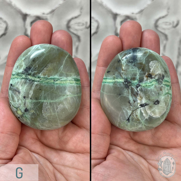 Polished Green Moonstone Palm Stones