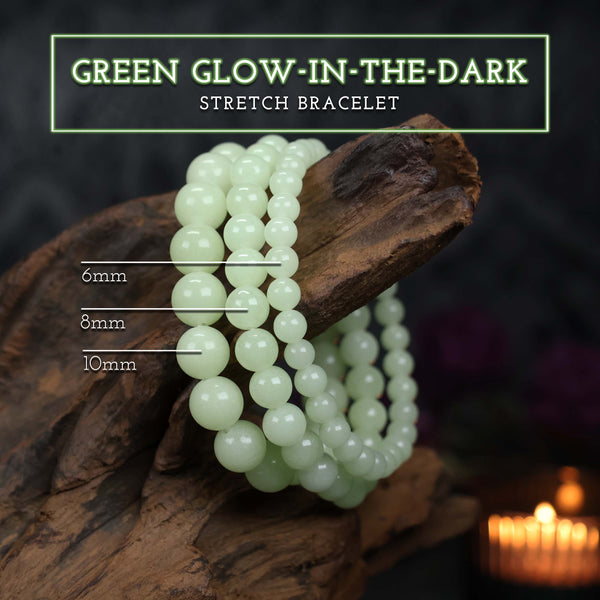 Green Glow In The Dark Beaded Stretch Bracelet