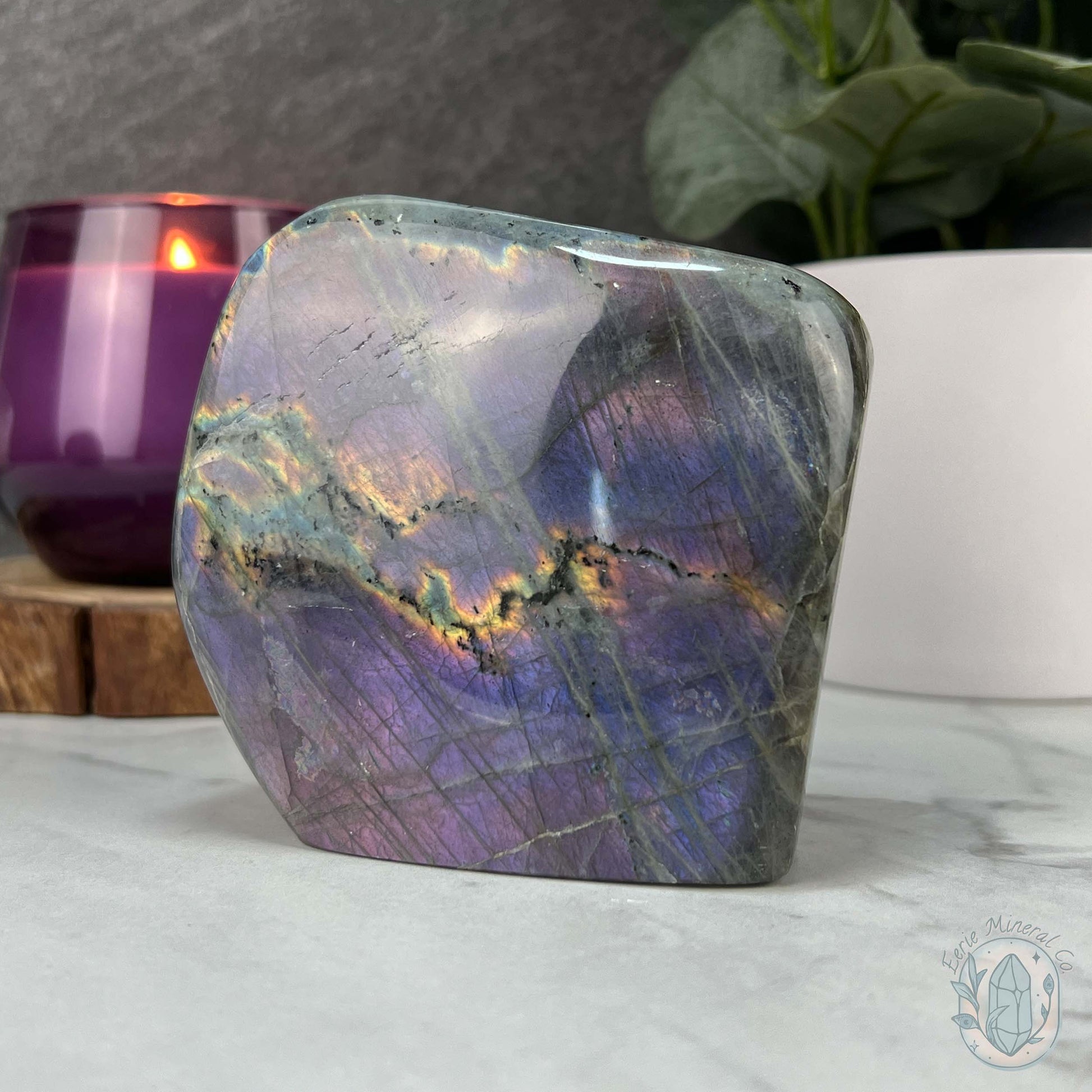 Polished Purple and Pink Flash Labradorite Freeform