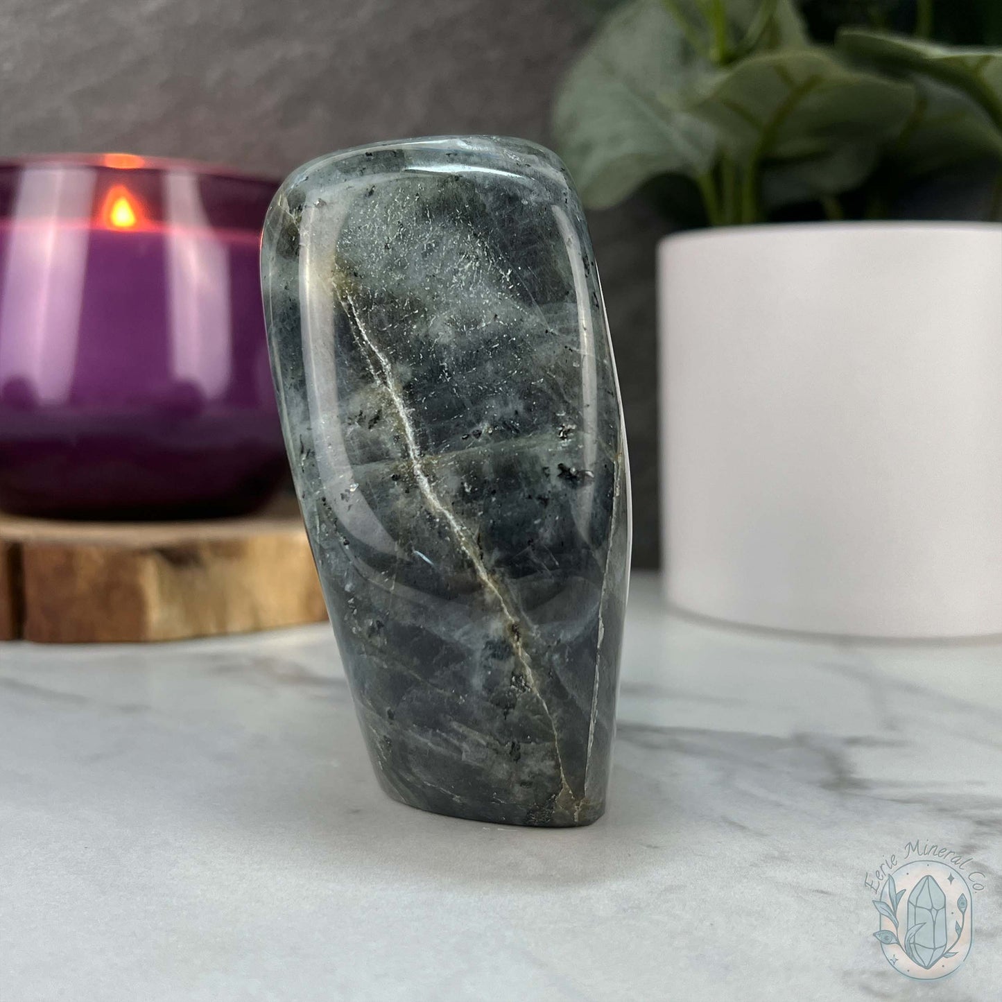 Polished Purple and Pink Flash Labradorite Freeform