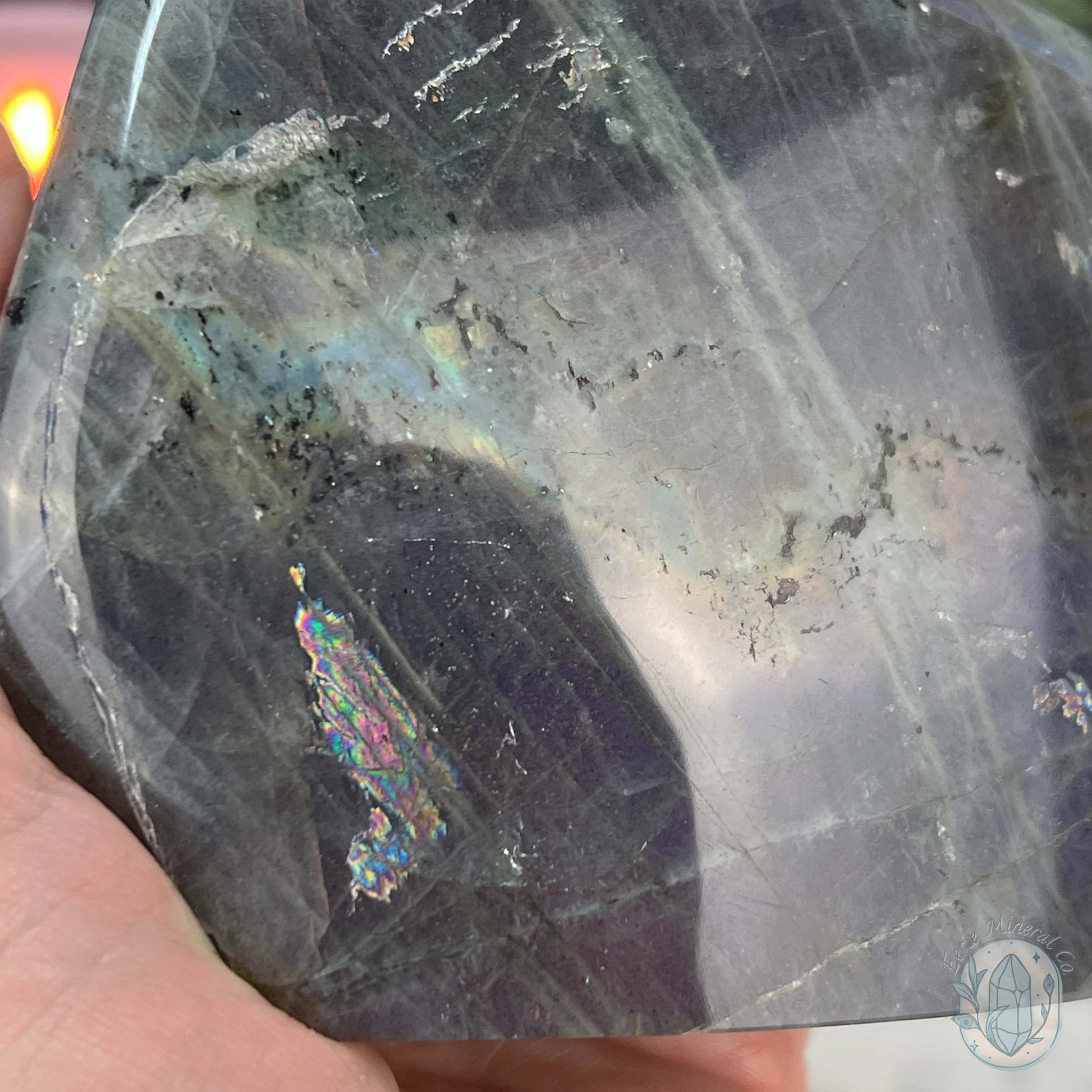 Polished Purple and Pink Flash Labradorite Freeform