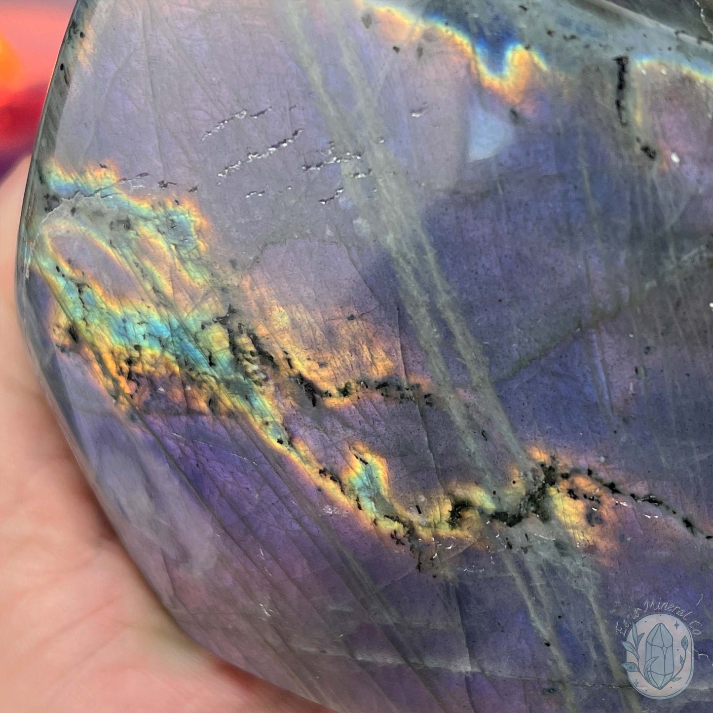 Polished Purple and Pink Flash Labradorite Freeform