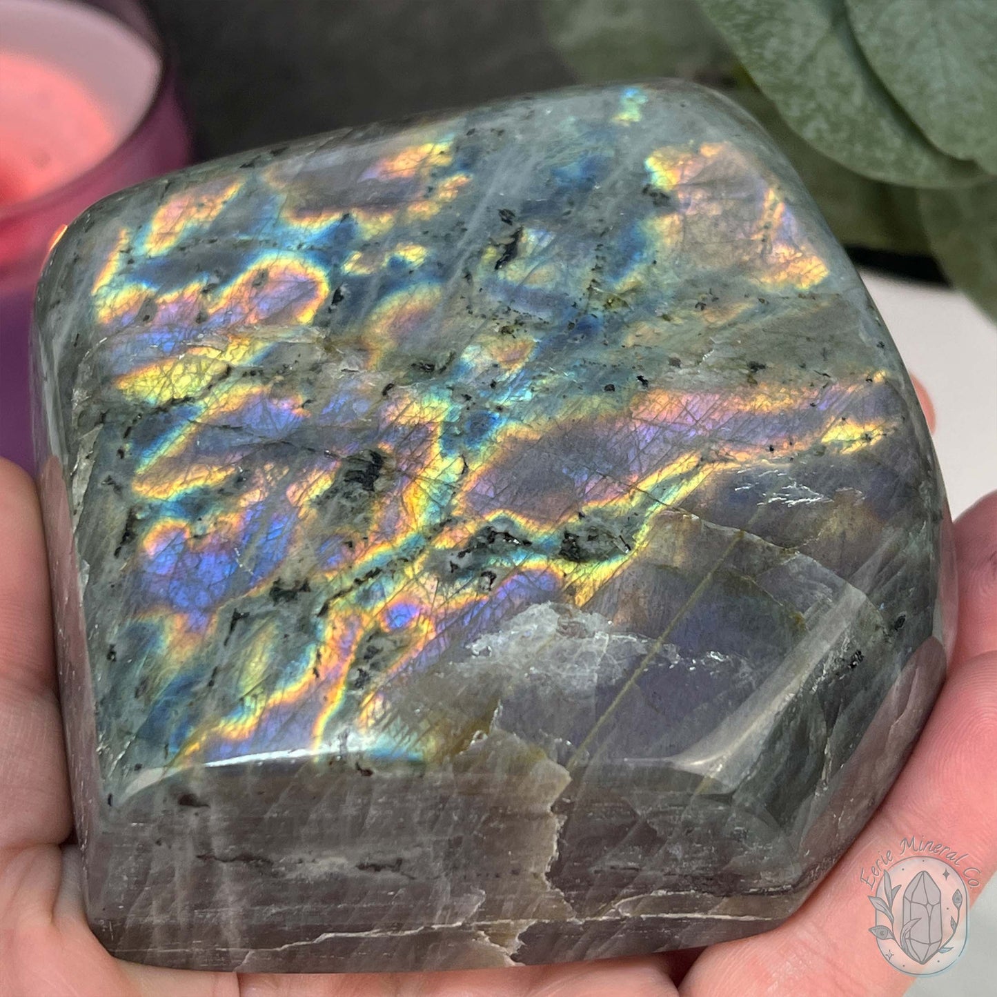 Polished Purple and Pink Flash Labradorite Freeform