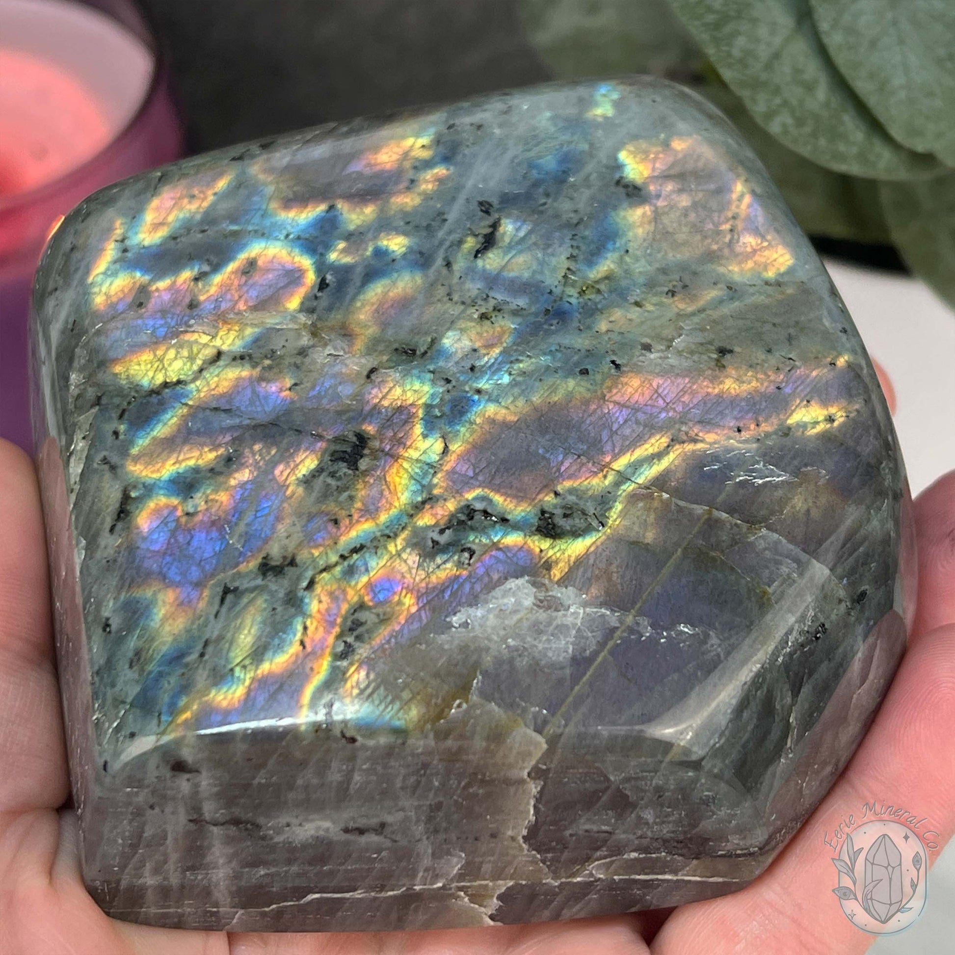 Polished Purple and Pink Flash Labradorite Freeform