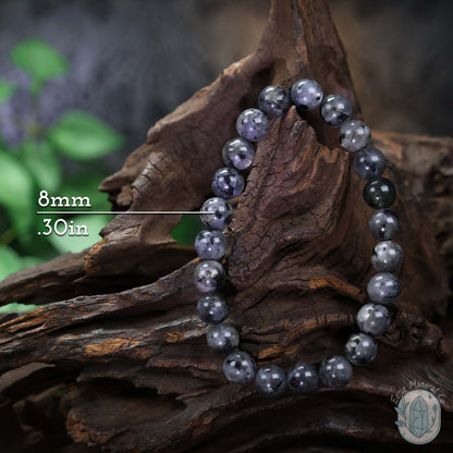 Polished Larvikite Beaded Stretch Bracelet