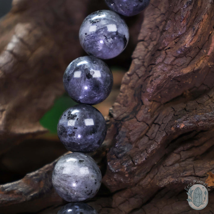 Polished Larvikite Beaded Stretch Bracelet
