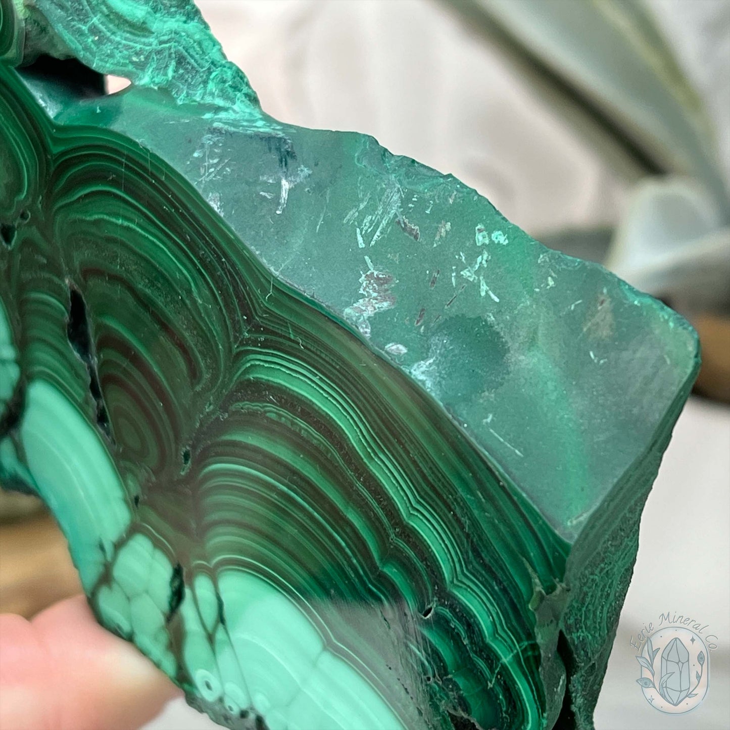 High Quality Polished Malachite Slab with Display Stand