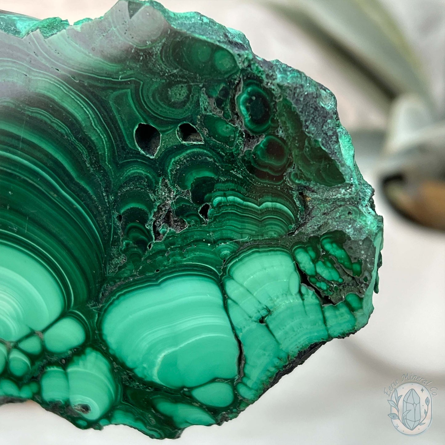 High Quality Polished Malachite Slab with Display Stand