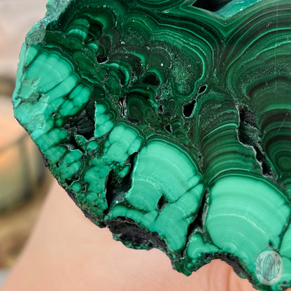 High Quality Polished Malachite Slab with Display Stand