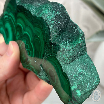 High Quality Polished Malachite Slab with Display Stand