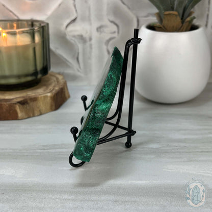 High Quality Polished Malachite Slab with Display Stand