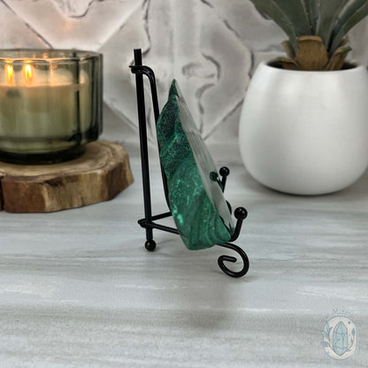 High Quality Polished Malachite Slab with Display Stand