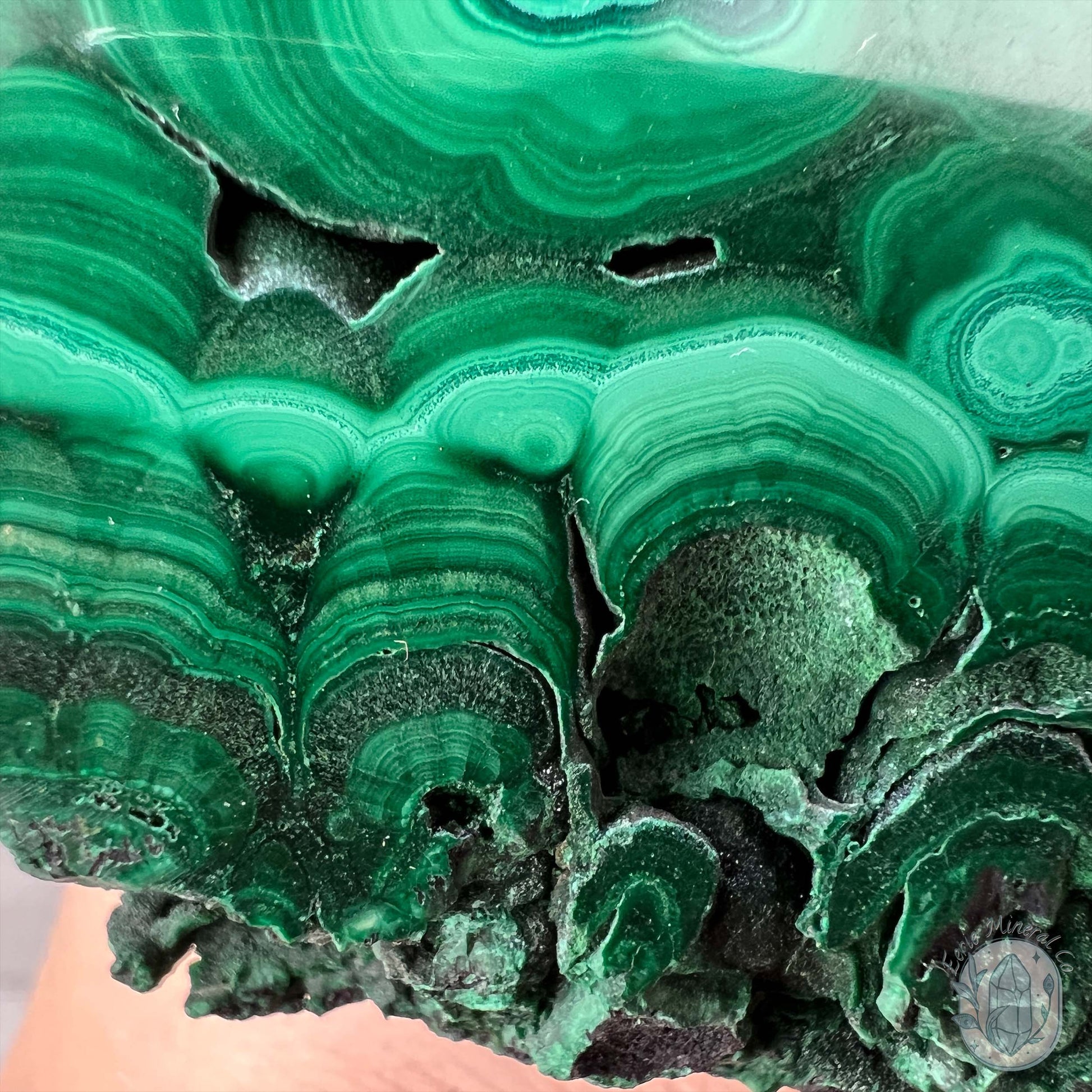 High Quality Polished Malachite Slab with Display Stand