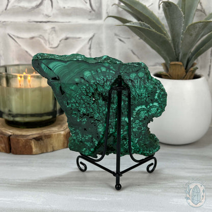 High Quality Polished Malachite Slab with Display Stand
