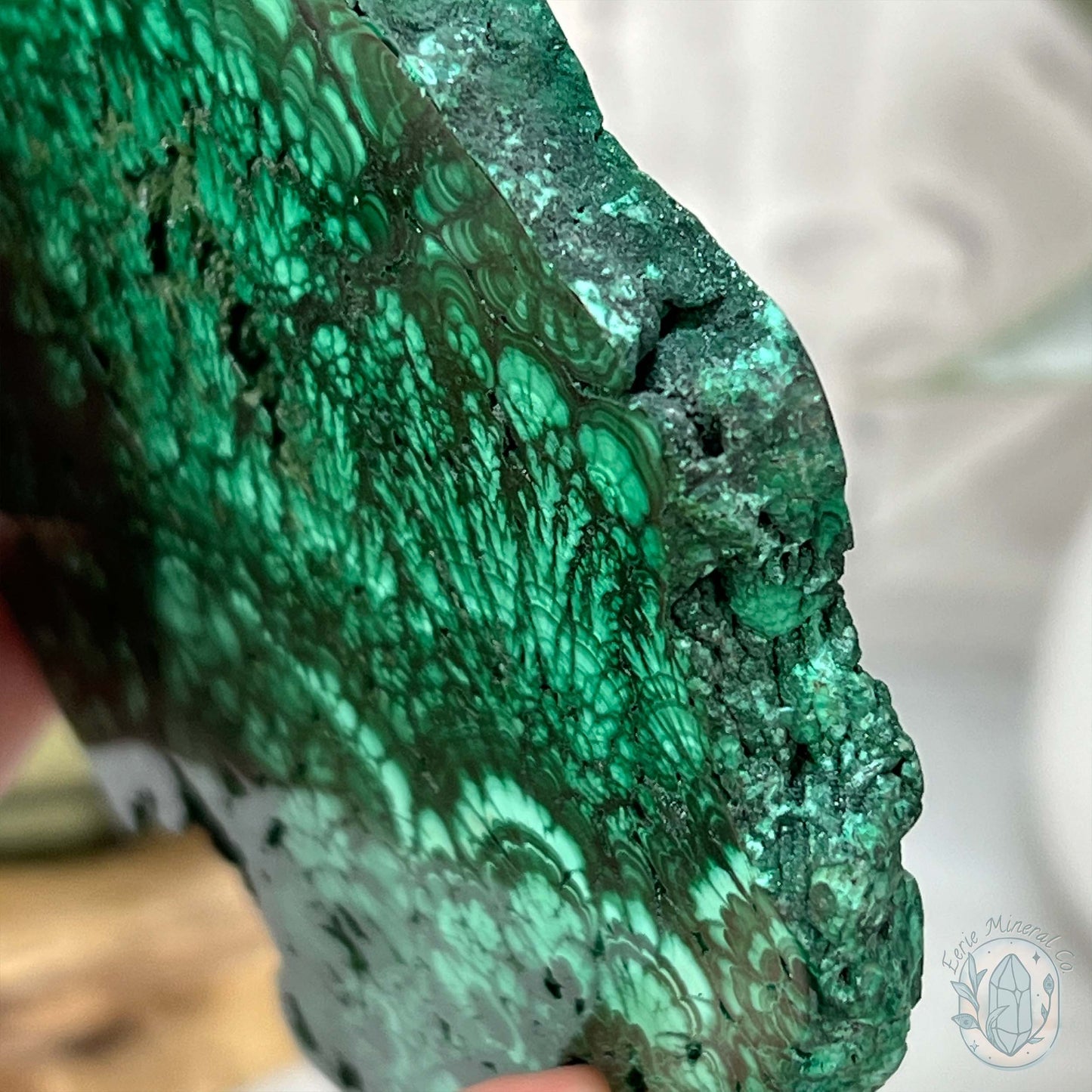 High Quality Polished Malachite Slab with Display Stand
