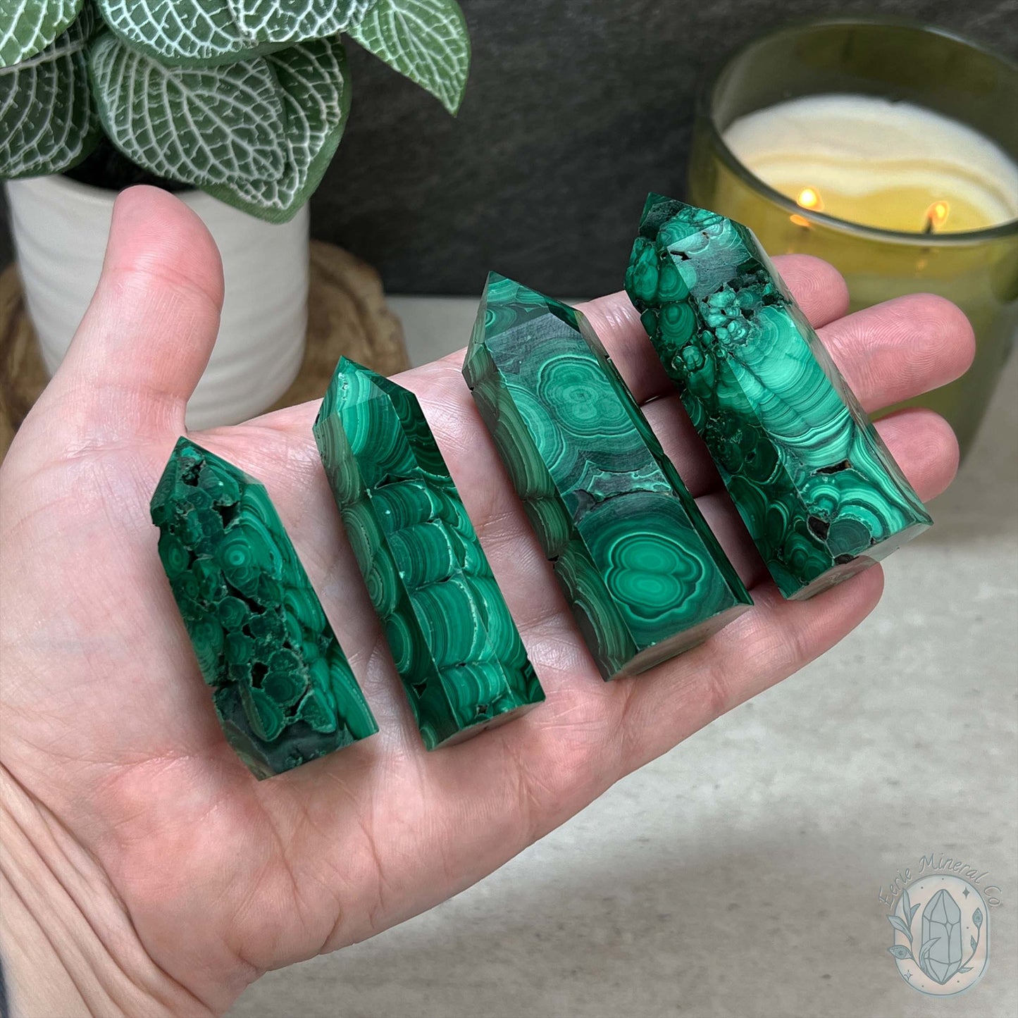 High Quality Polished Malachite Towers