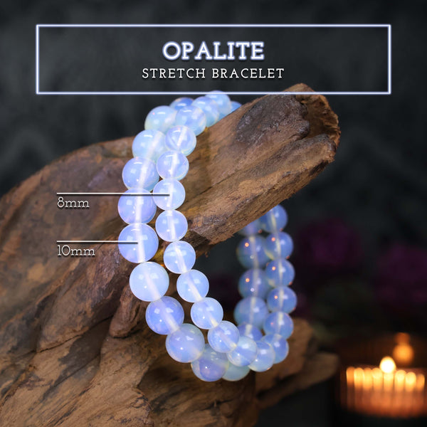 Opalite Glass Beaded Stretch Bracelet