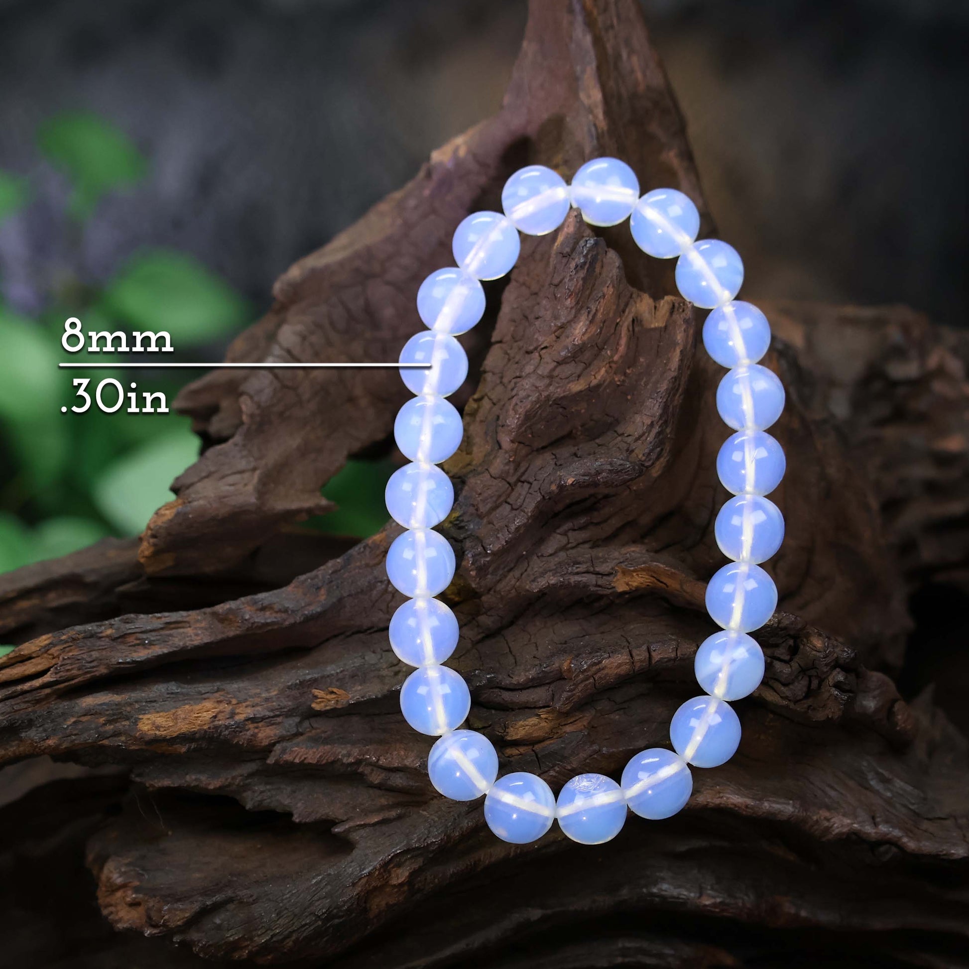Opalite Glass Beaded Stretch Bracelet