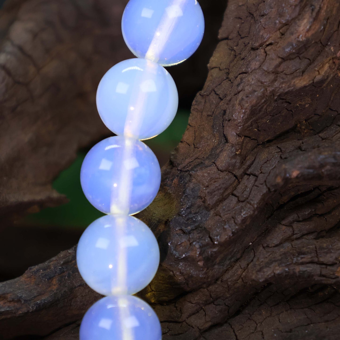 Opalite Glass Beaded Stretch Bracelet