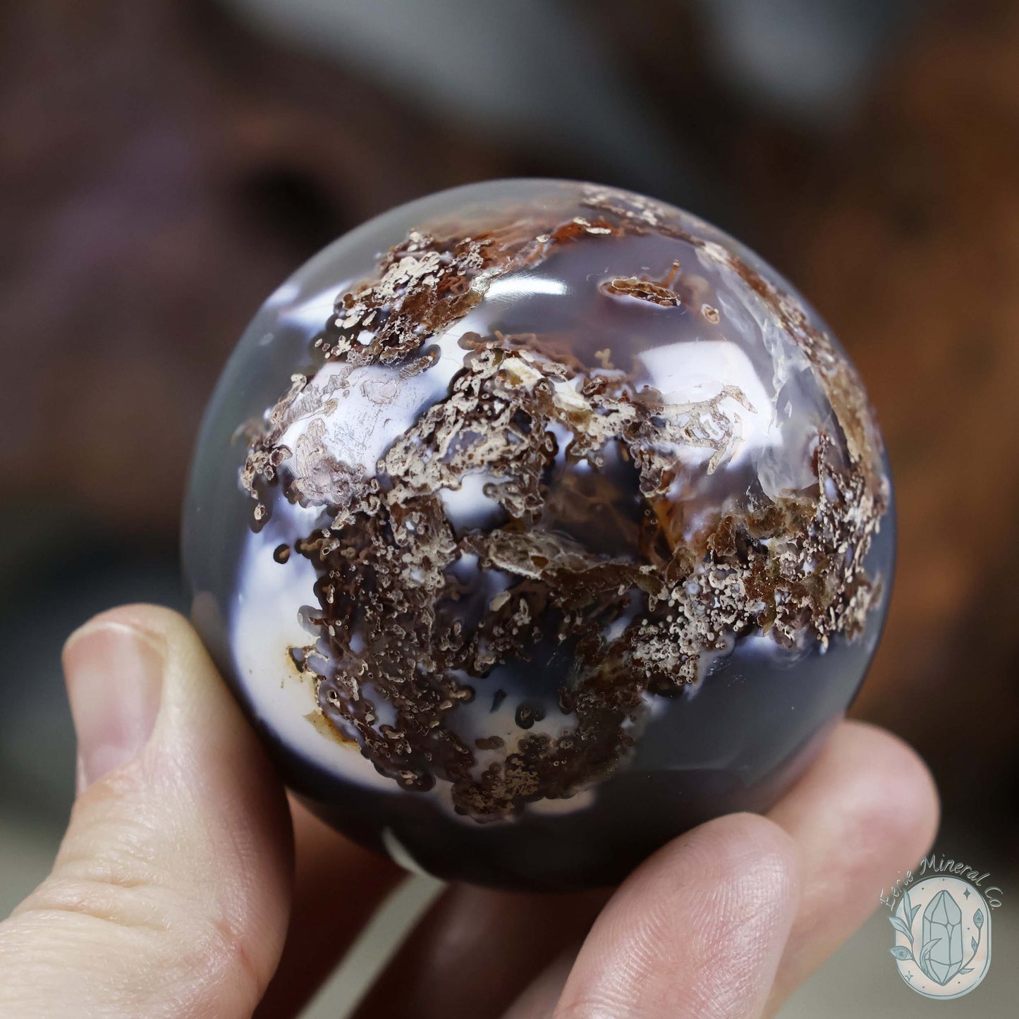 56mm Orca Agate Sphere From Madagascar