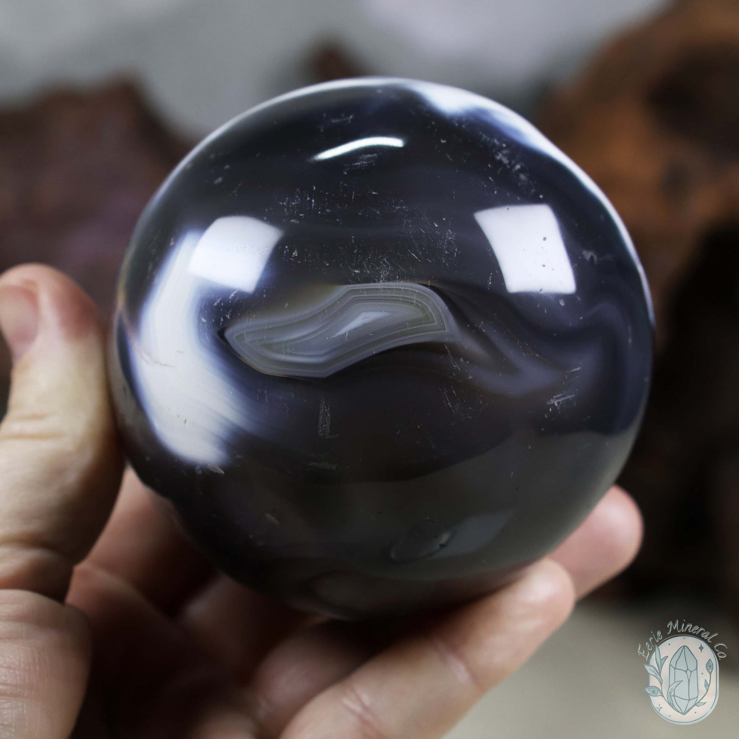 79mm Orca Agate Sphere From Madagascar