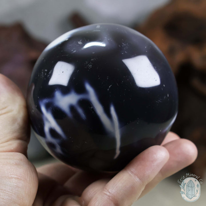 79mm Orca Agate Sphere From Madagascar