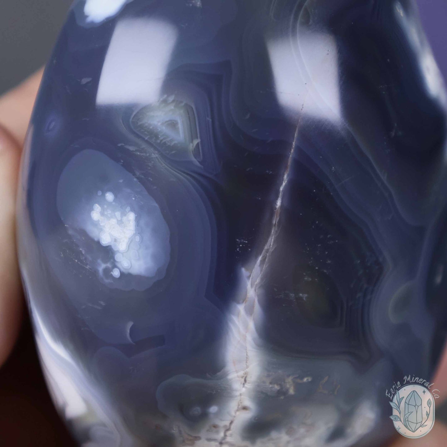 Polished Black & White Orca Agate Freeform Carving