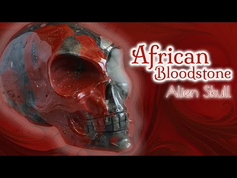High Quality Hand Carved African Bloodstone Alien Skull