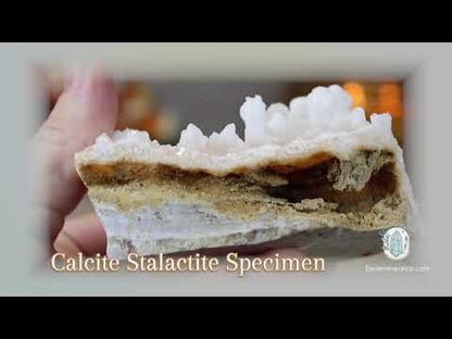 White Colored Druzy Calcite Cave Stalactite Specimen