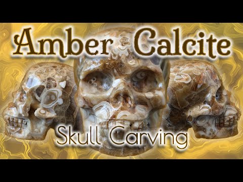 UV Reactive Druzy Amber Calcite Skull