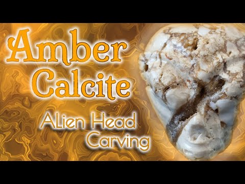 UV Reactive Druzy Amber Calcite Alien Head