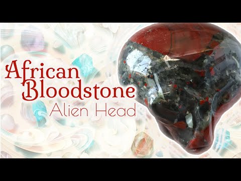 Hand Carved African Bloodstone Alien Head