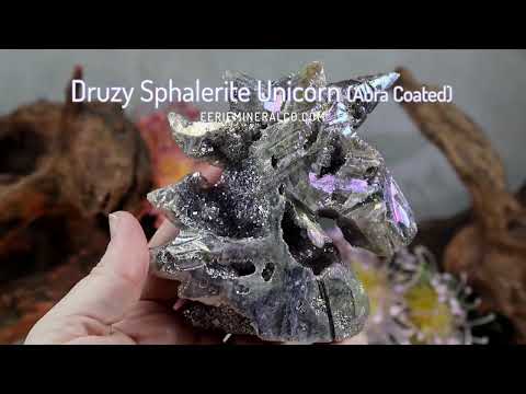 Rainbow Angel Aura Sphalerite Unicorn Carving