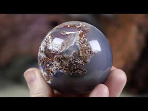 A video of a 56mm Orca Agate sphere.