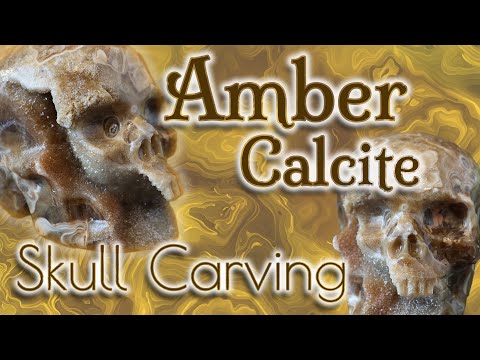 UV Reactive Druzy Amber Calcite Skull
