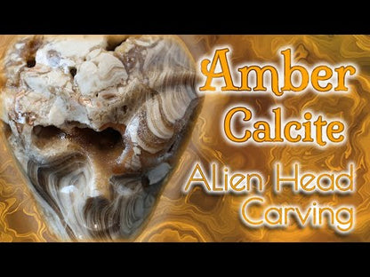 UV Reactive Druzy Amber Calcite Alien Head