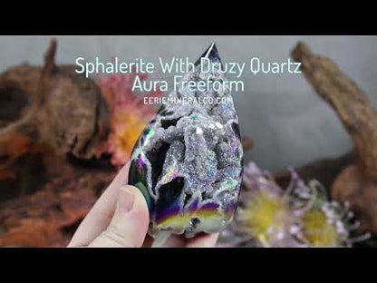 Aura Sphalerite with Druzy Quartz Freeform