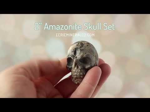 2" Amazonite Skull Carving Set