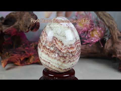 Large Pork Stone (Red Banded Calcite) Egg