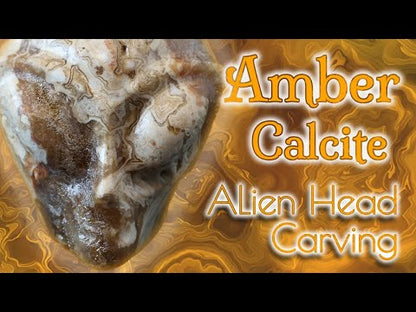 Druzy Amber Calcite Alien Skull - UV Reactive
