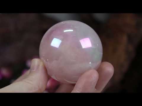 53mm Angel Aura Coated Rose Quartz Sphere