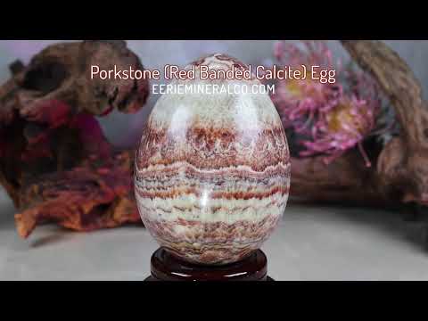 Large Pork Stone (Red Banded Calcite) Egg