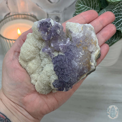 UV Reactive Purple Edge Fluorite Specimen With Stand