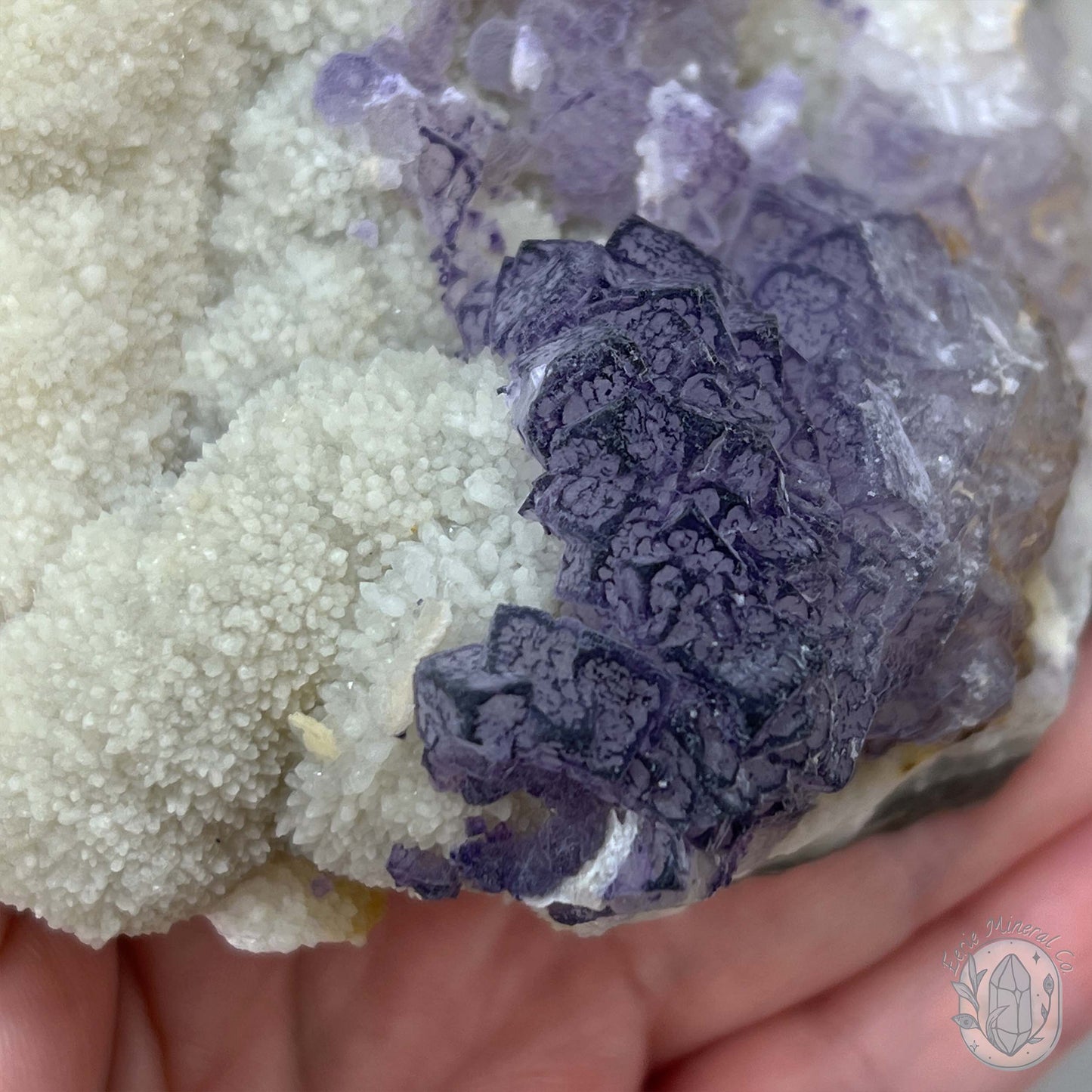 UV Reactive Purple Edge Fluorite Specimen With Stand