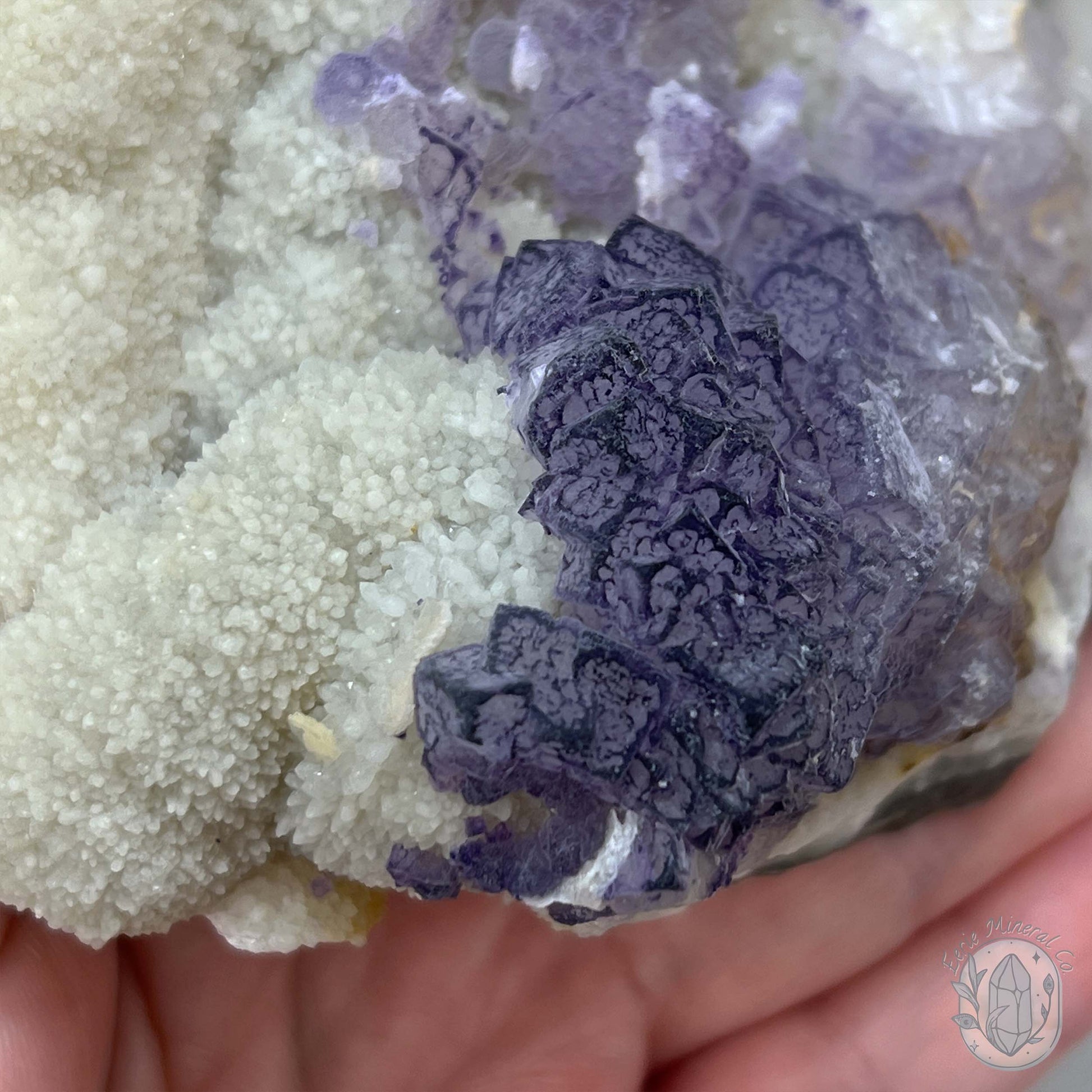 UV Reactive Purple Edge Fluorite Specimen With Stand