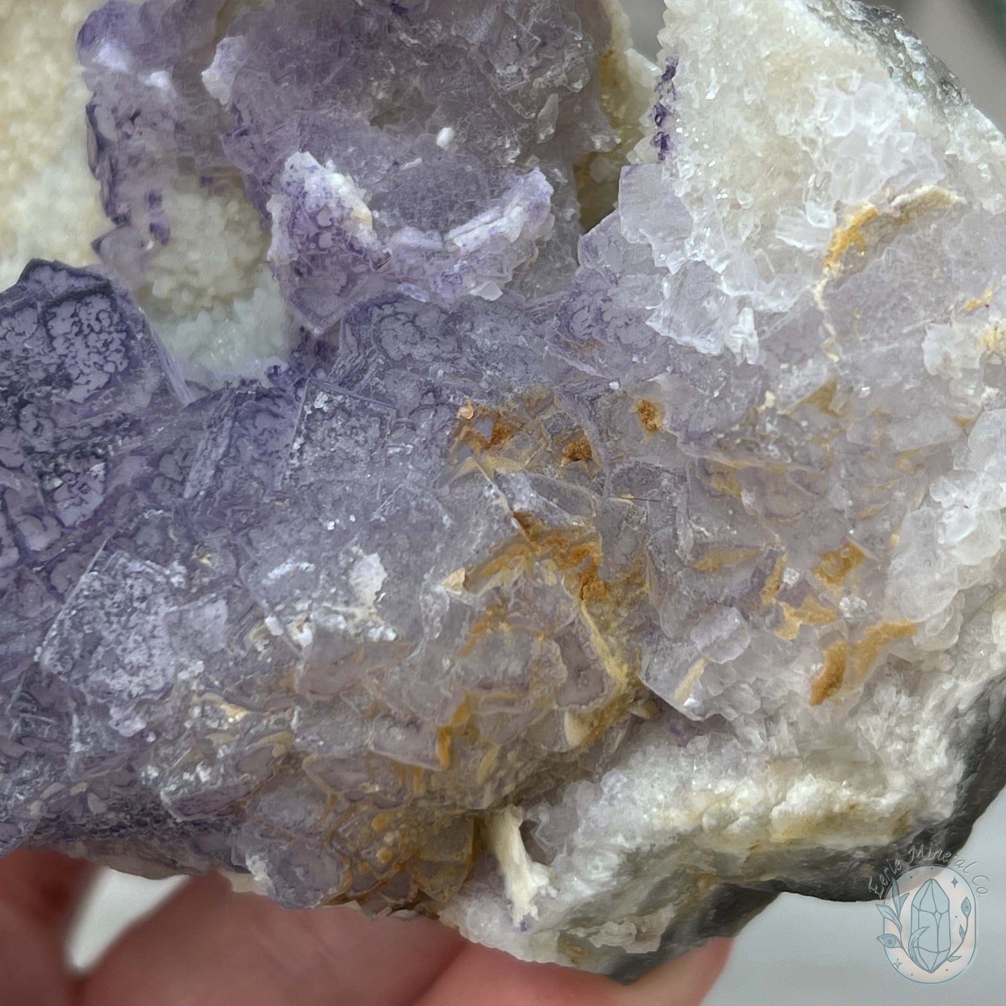 UV Reactive Purple Edge Fluorite Specimen With Stand